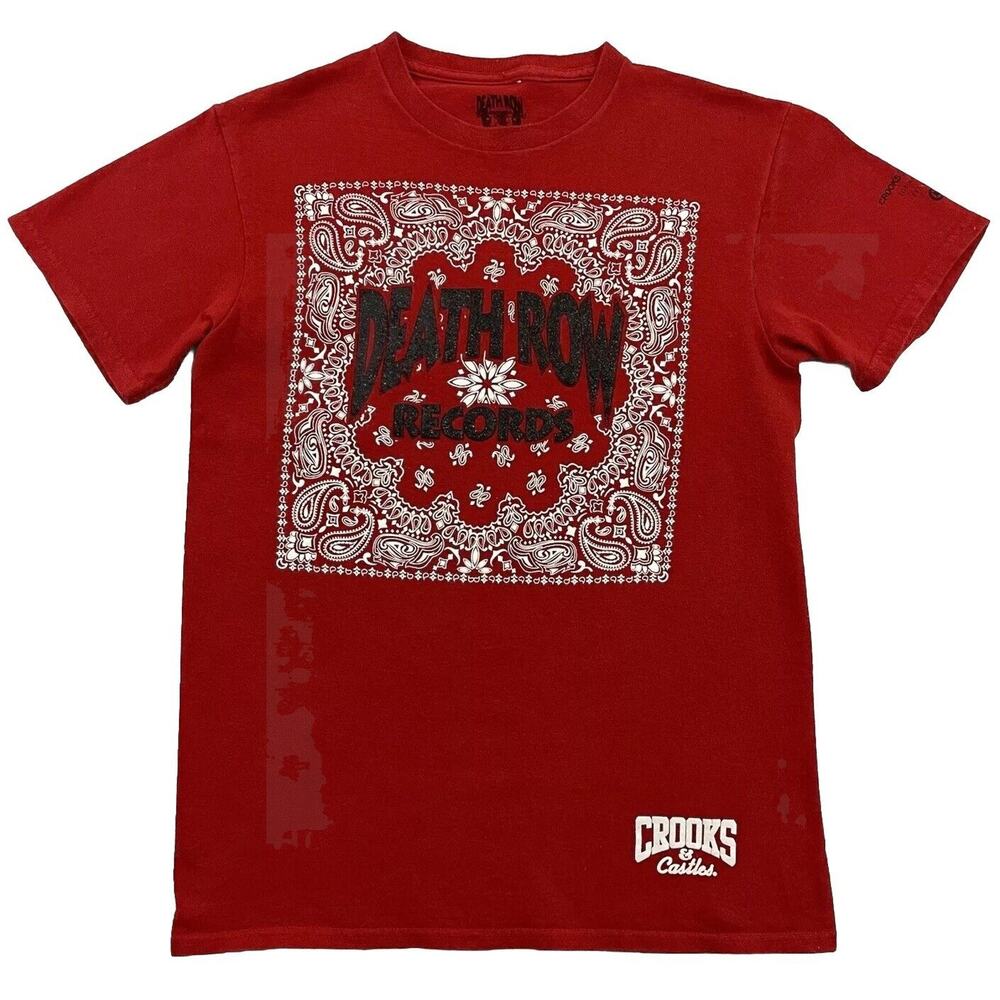 Crooks and Castles T Shirt Death Row Records Size Small Red Short Sleeve Music